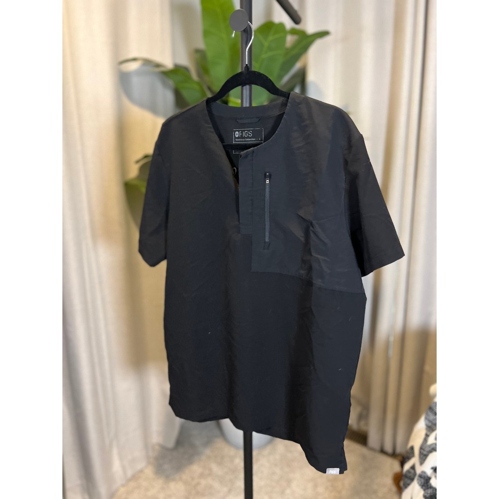 FIGS Technical Collection Mens Black Scrub Top Short Sleeve Size Large